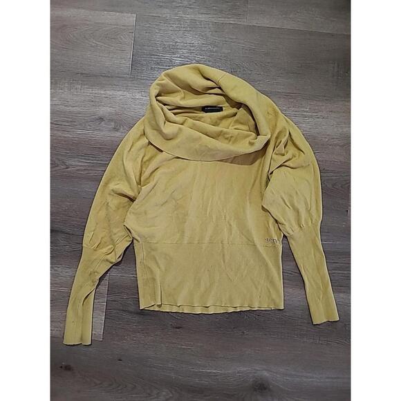 BCBG Maxazria Mustard Sweater Womens XL Cowl Neck Lantern Sleeve - Picture 1 of 6